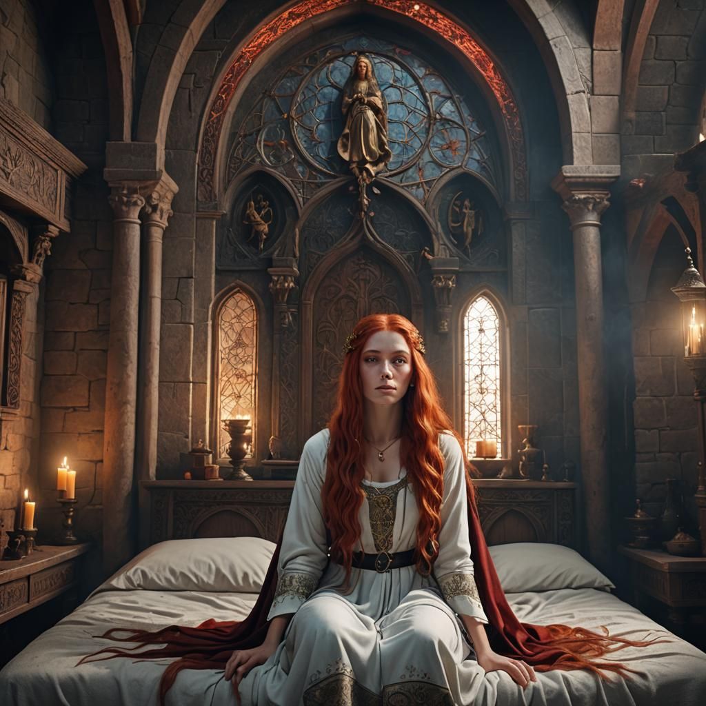 Young Priestess in Medieval Convent: Fantasy Concept Art