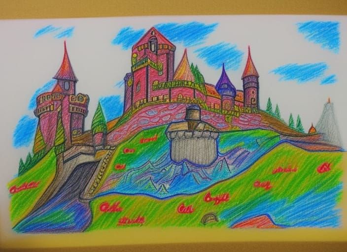 Child's drawing of a castle