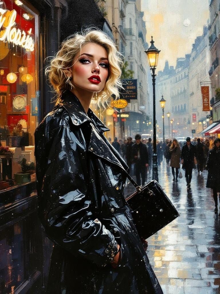 Parisian Woman in Encaustic Impressionist Style