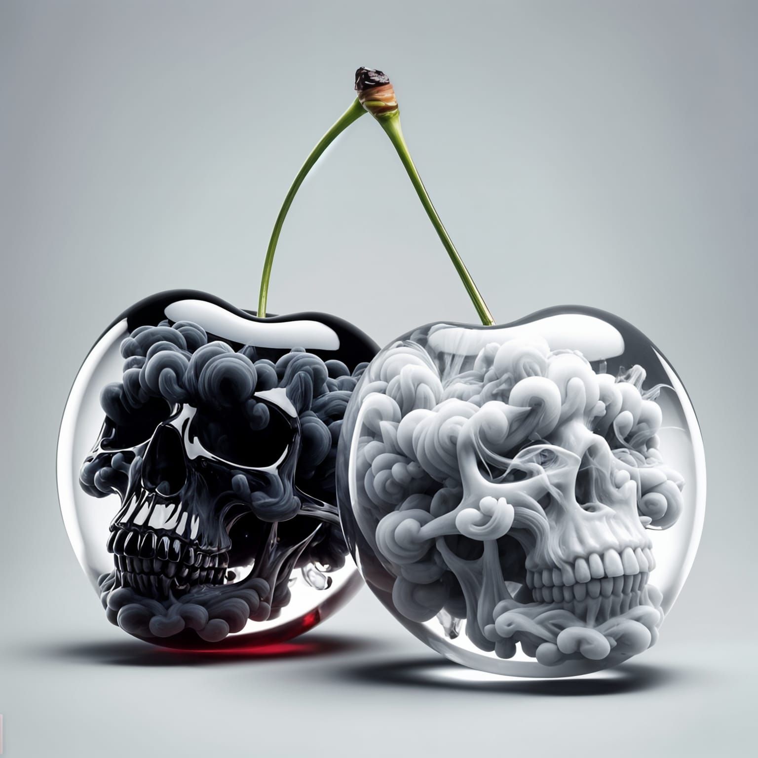 Glass Cherries with Smoky and Ethereal Skulls