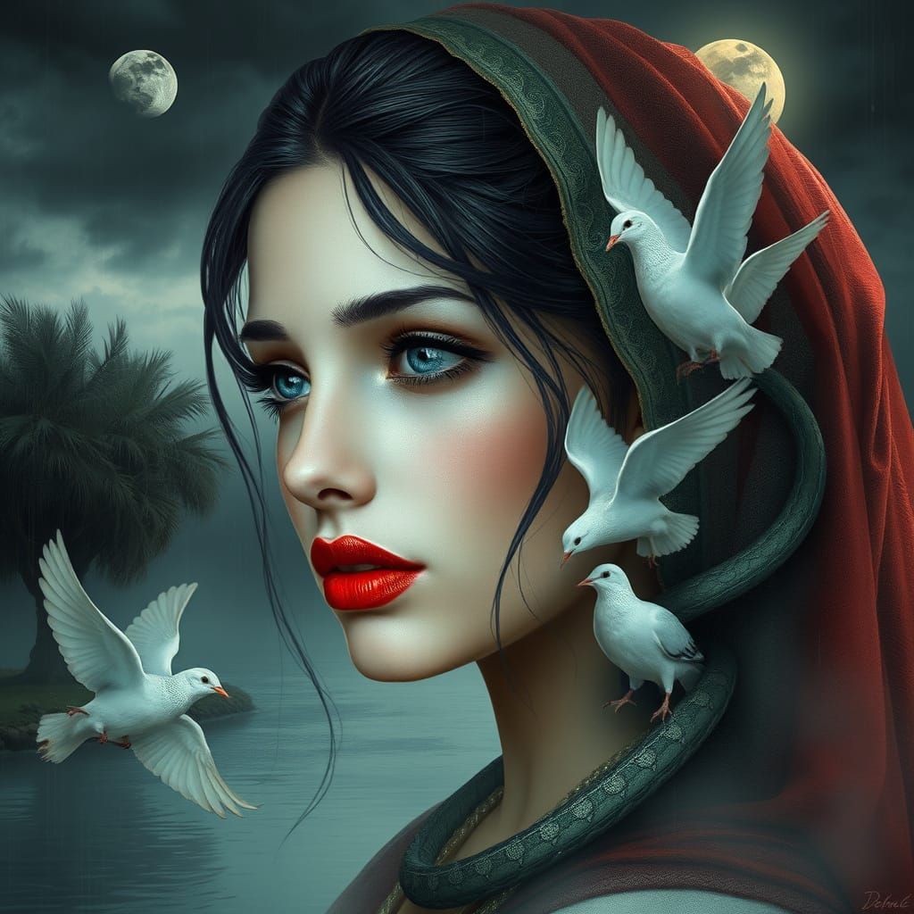 Moroccan Princess Portrait in Romantic Surrealism