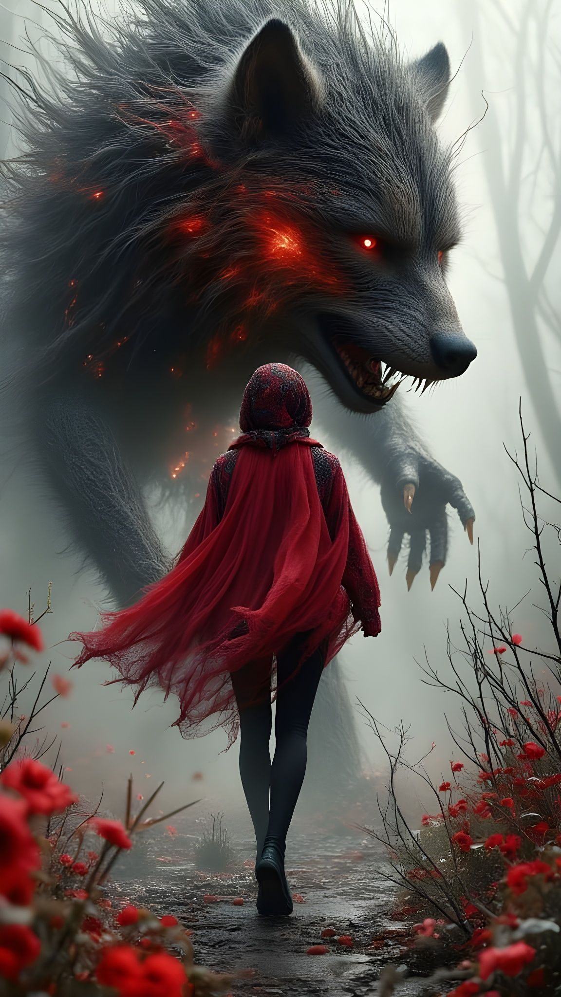 Little Red Riding Hood & Wolfman in Urban Fantasy Art Style