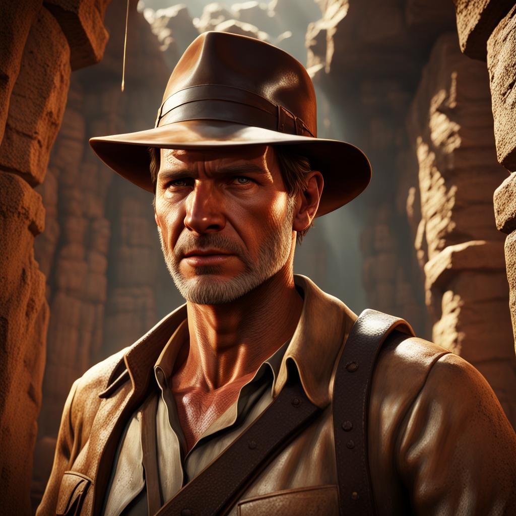 Indiana Jones in South American Tomb: Detailed Matte Paintin...