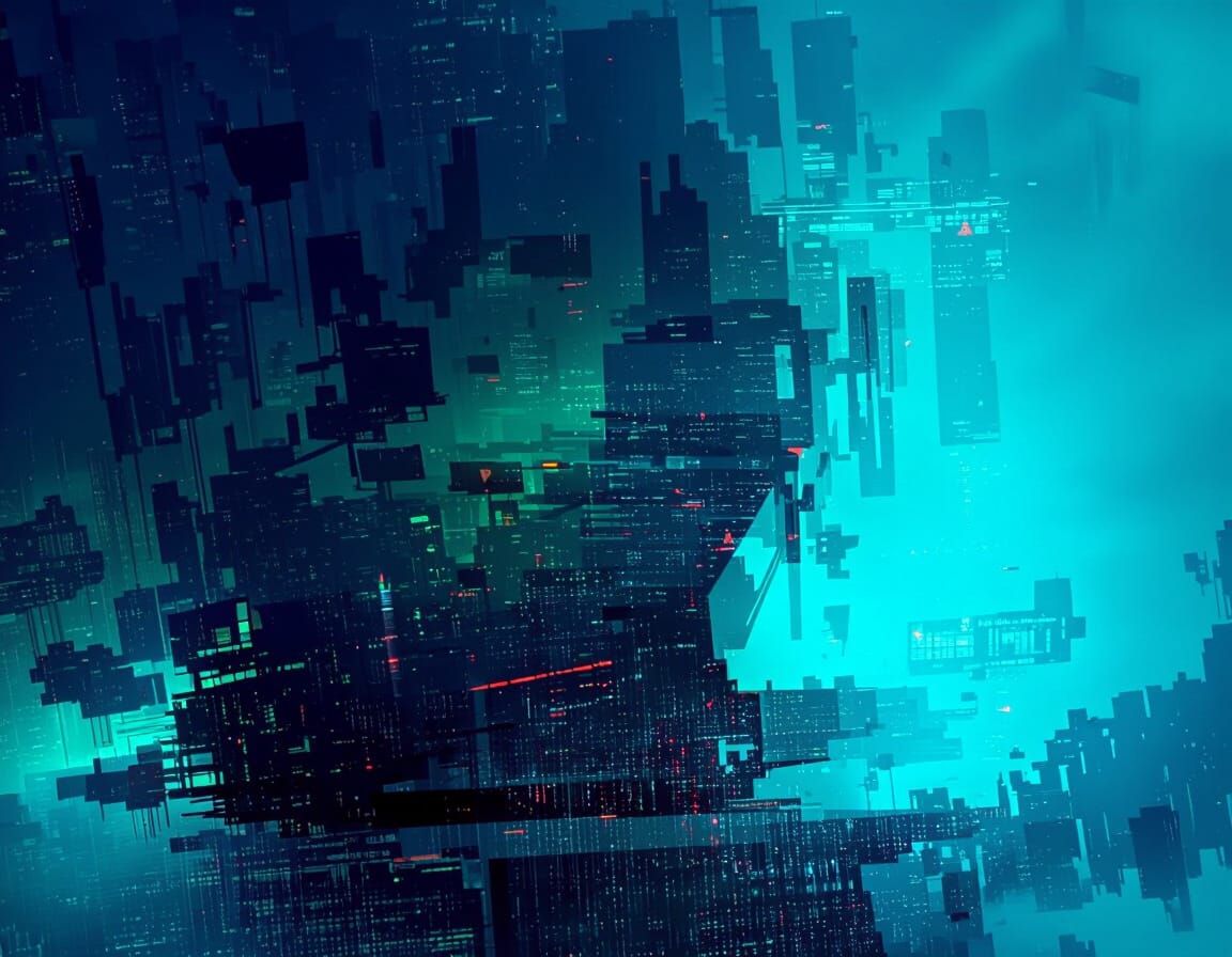 Sci-Fi Cityscape Concept Art with Neon Lights