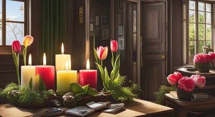 Vibrant Tulips Surround Candles in a Stunning Terrarium Scen...