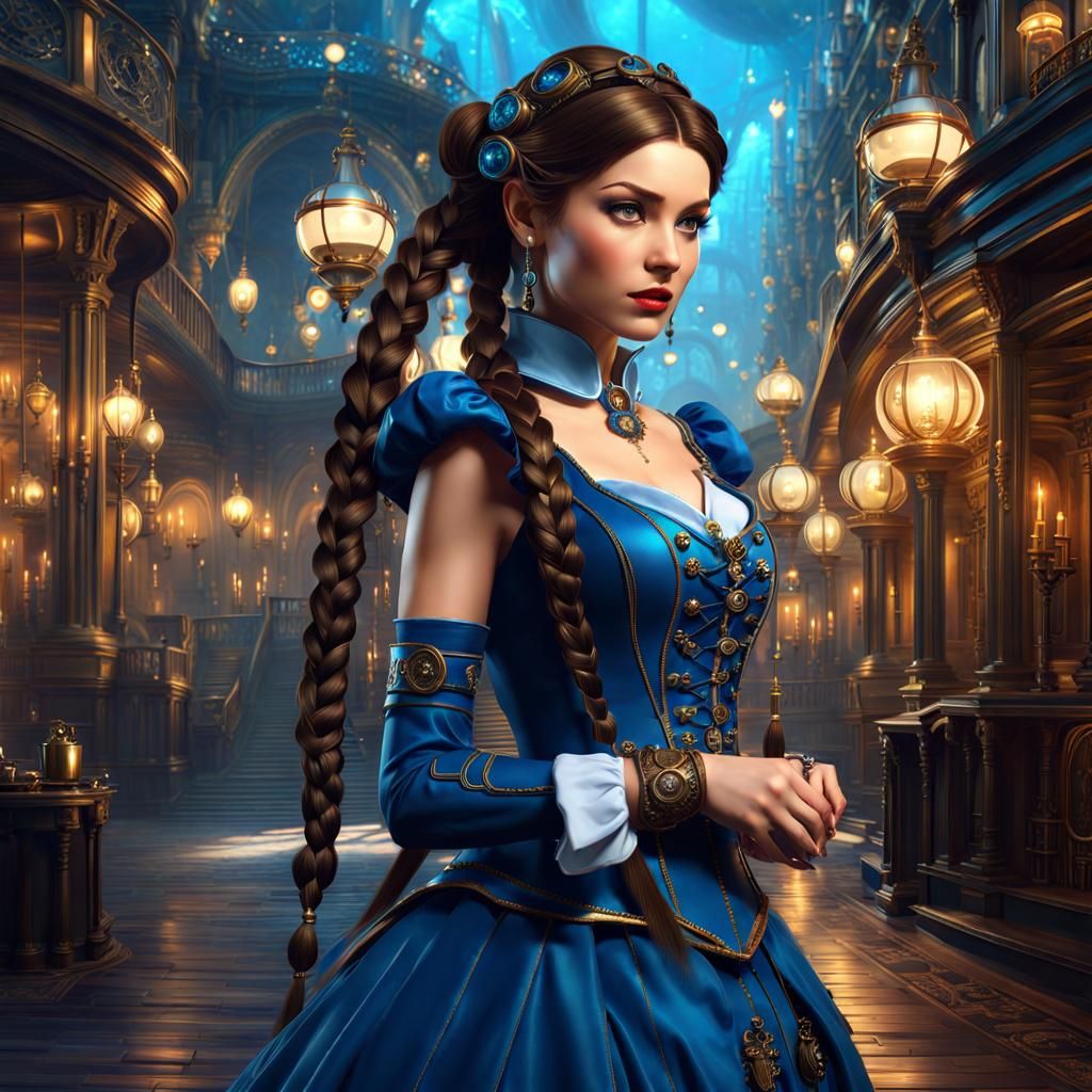 Steampunk Princess with Intricate Details, Dark Fantasy Art