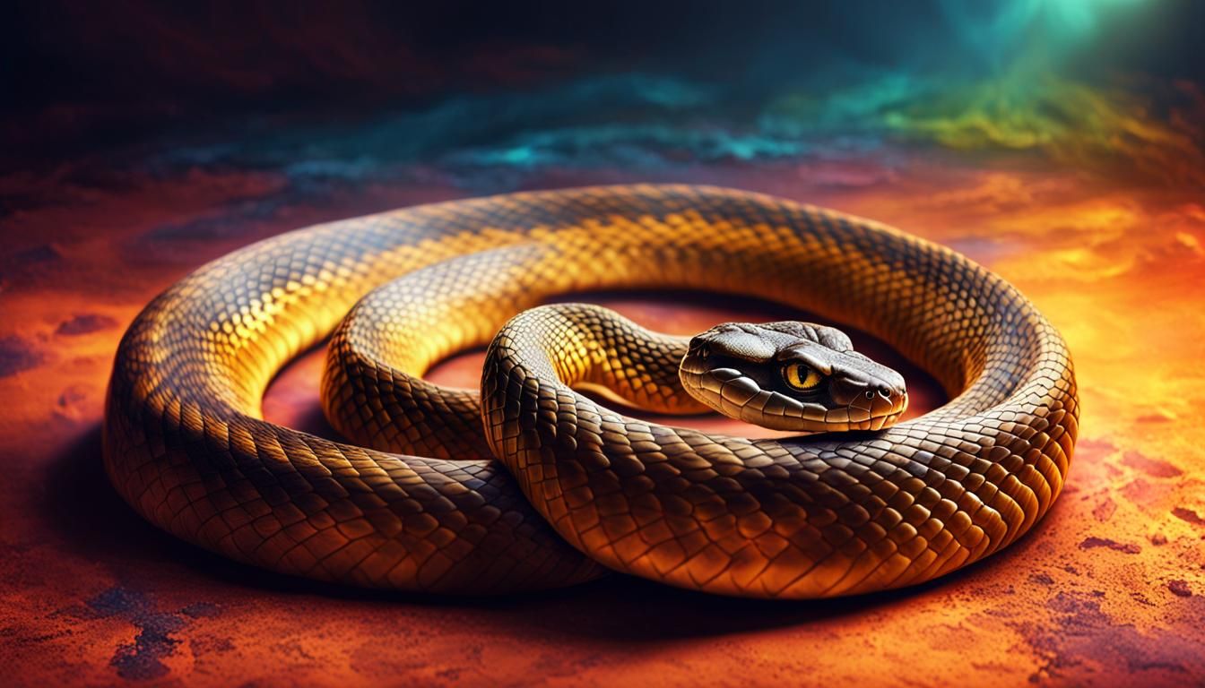 Striking Golden Cobra in Hyperrealistic Concept Art