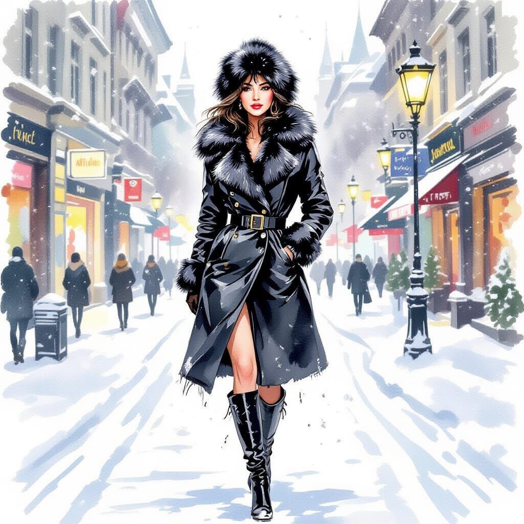 Impressionistic Watercolor of Woman in Vienna