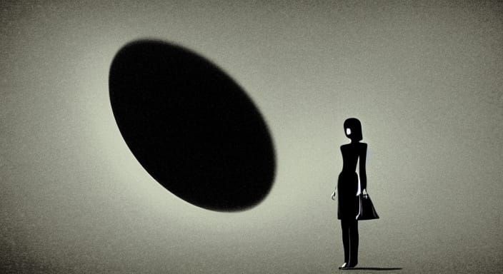 Girl Falling Into Black Hole: Surreal Macabre Art