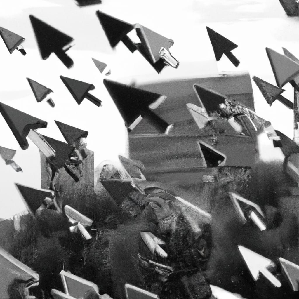 Floating Cursors Over City in Photographic Style