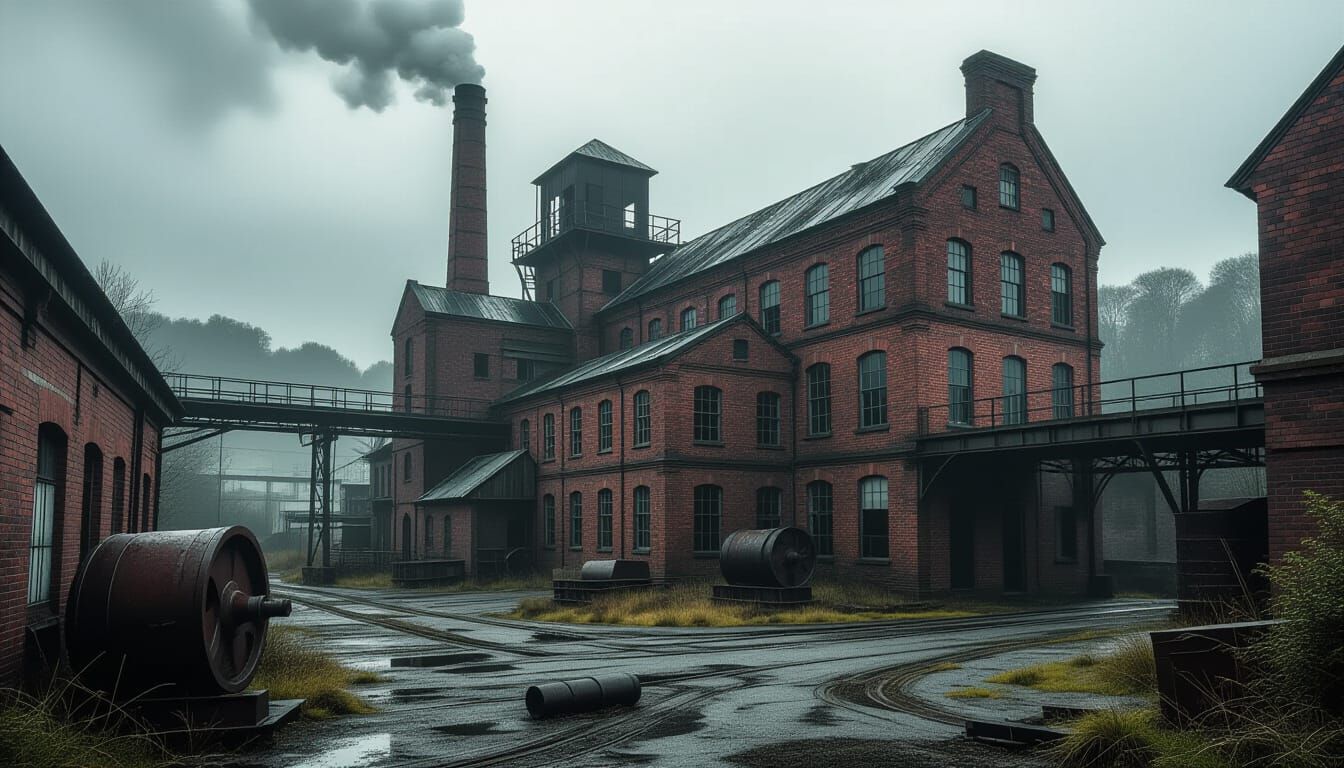 Derelict Victorian Mill at Dusk in Turner Style