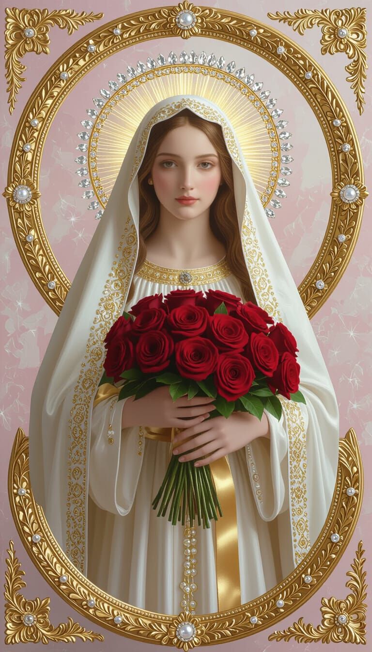 Virgin Mary in Digital Oil Painting Style