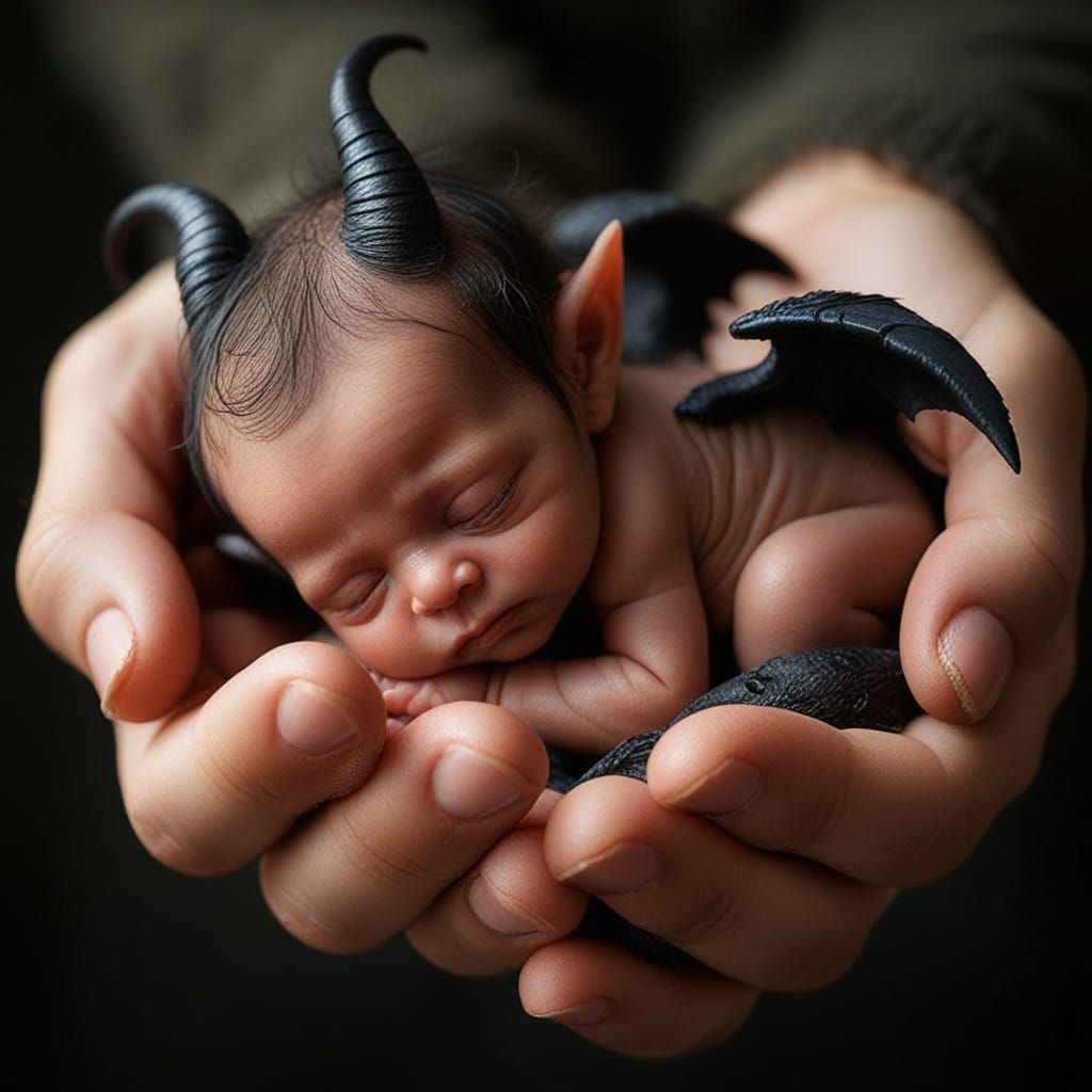 Sleeping Demon Baby in Wildlife Photography Style