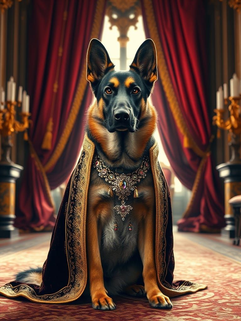 Renaissance German Shepherd in Baroque Palace