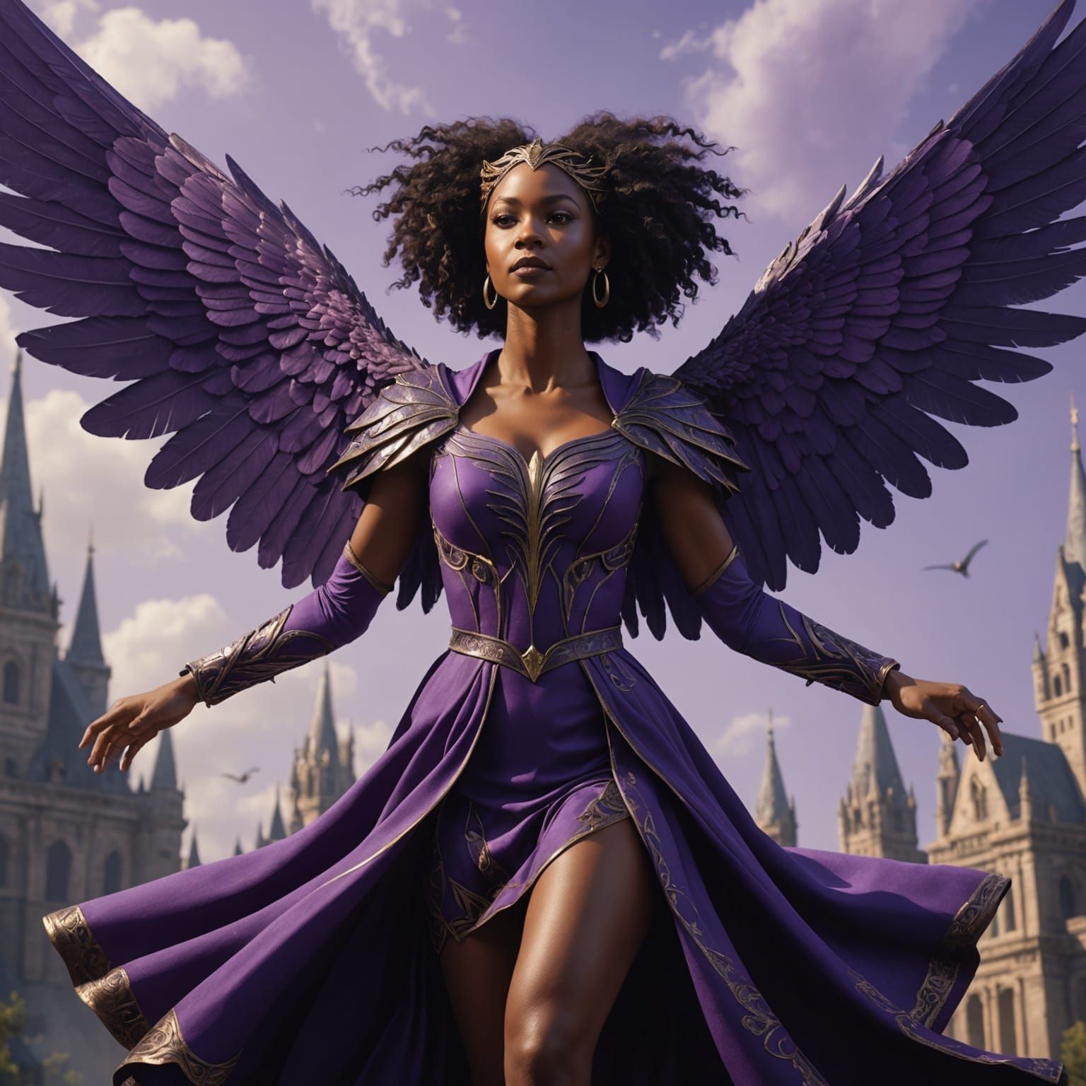 Winged Woman in Flight: Fantasy Art