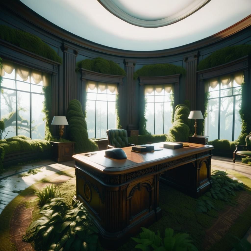 Derelict Oval Office Reclaimed by Nature in 3D