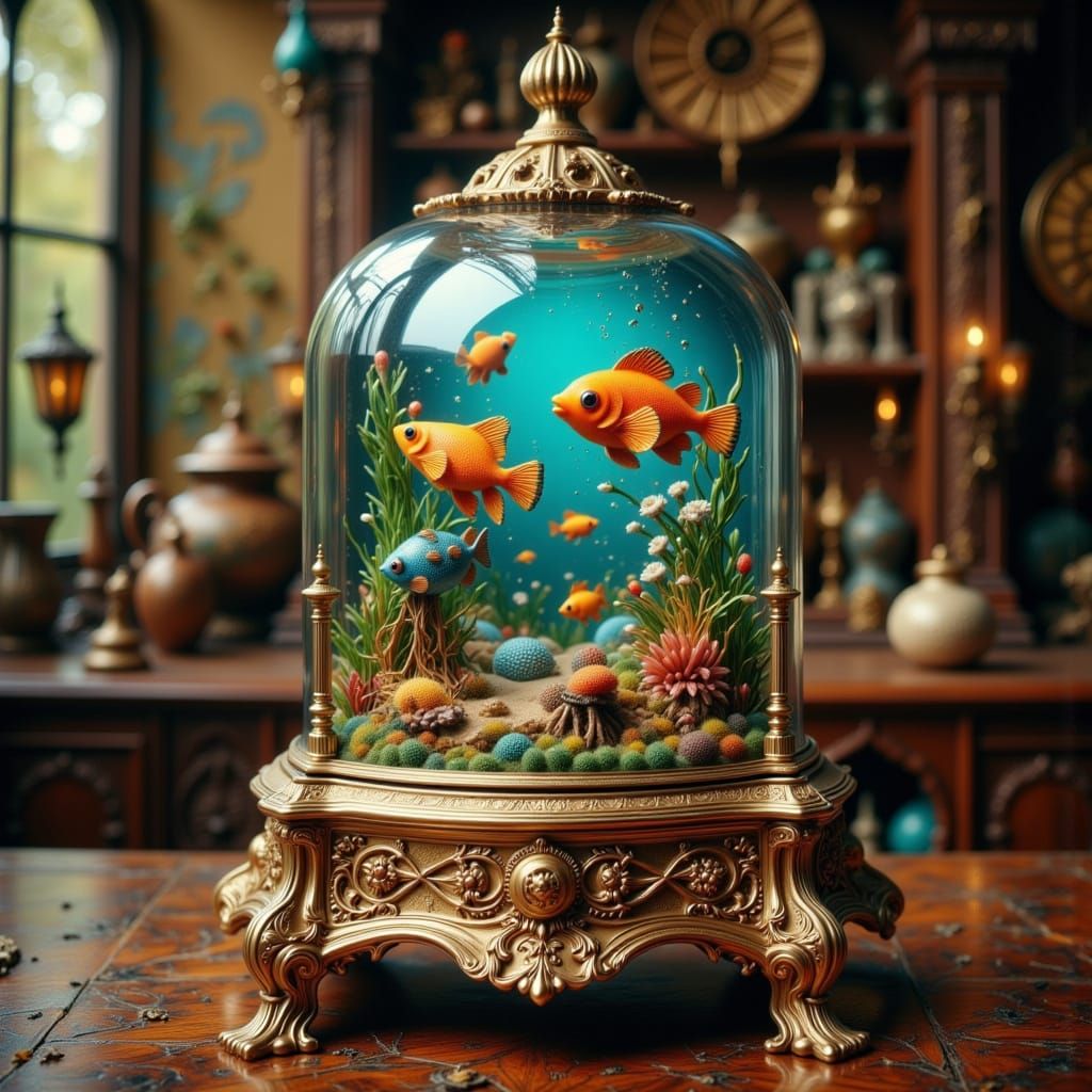 Vintage Music Box Underwater World: Ghibli-Inspired