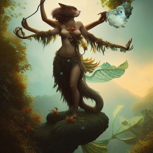Hera: Cat Goddess of Nature in Fantasy Art Style