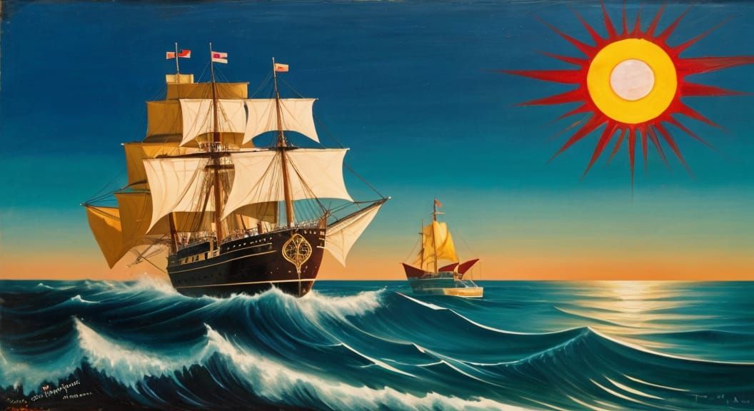 Vibrant Sun Dusk Ocean in Salvador Dalí Style