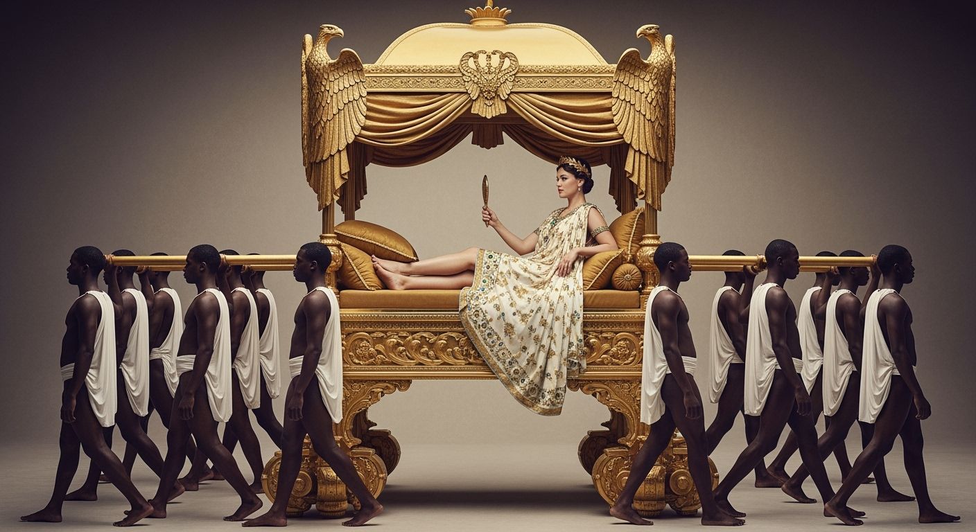 Opulent Roman Empress on Imperial Chaise Lounge