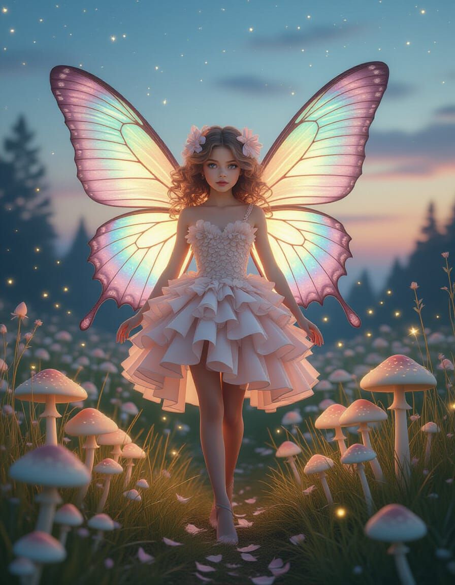 Whimsical Fairy with Butterfly Wings