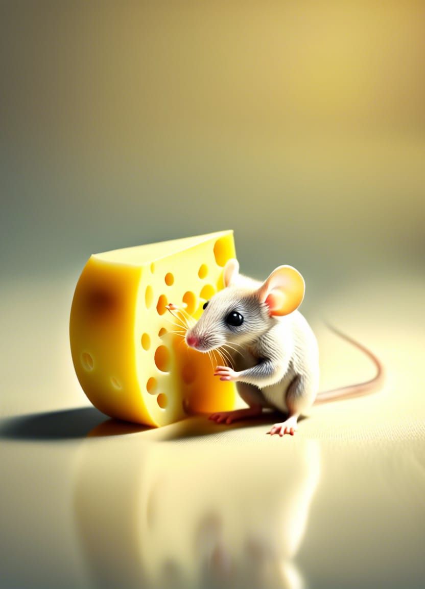 Cheese Mouse Eating Tail, Detailed Ultra HD
