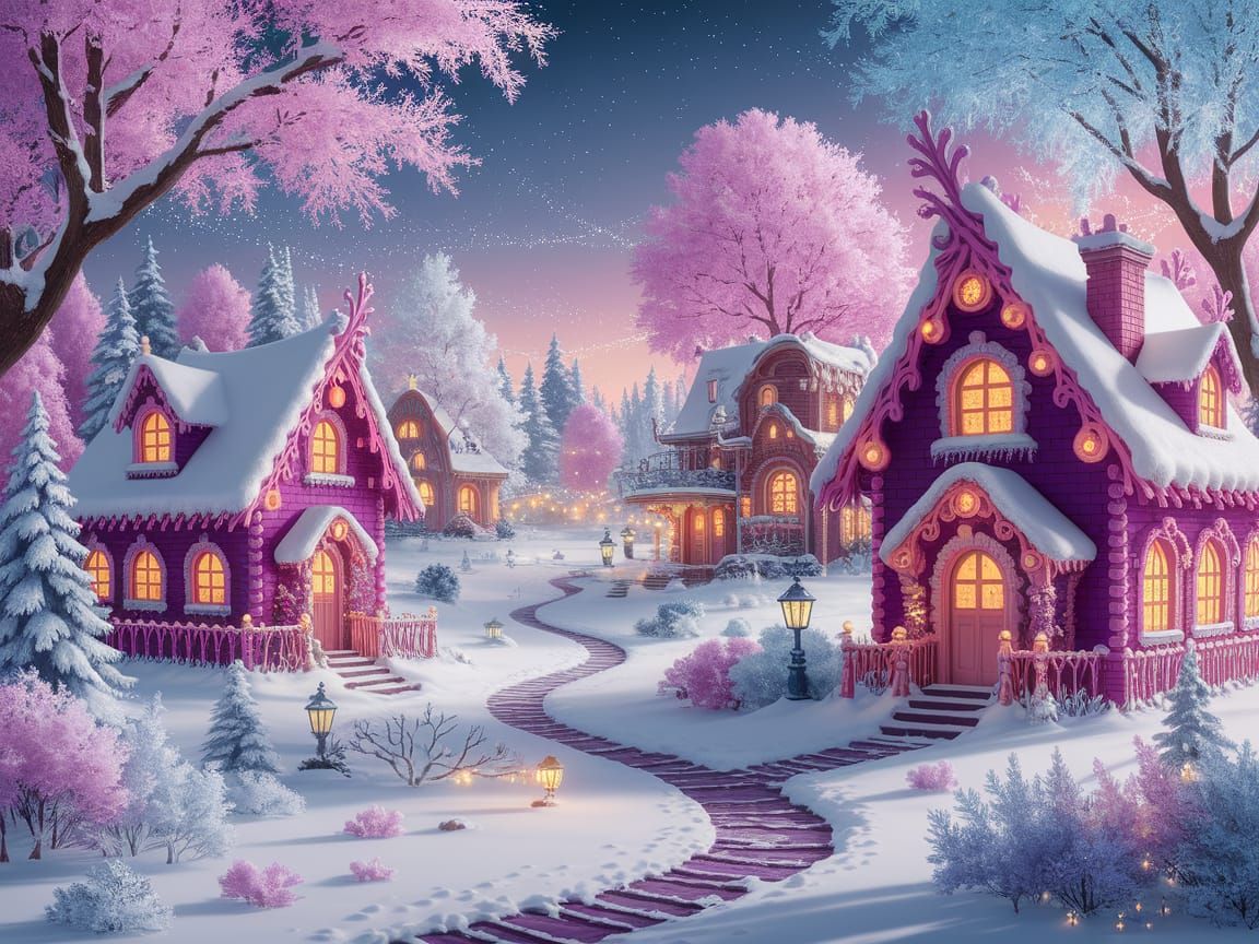Pastel Winter Wonderland: A Fantasy Illustration