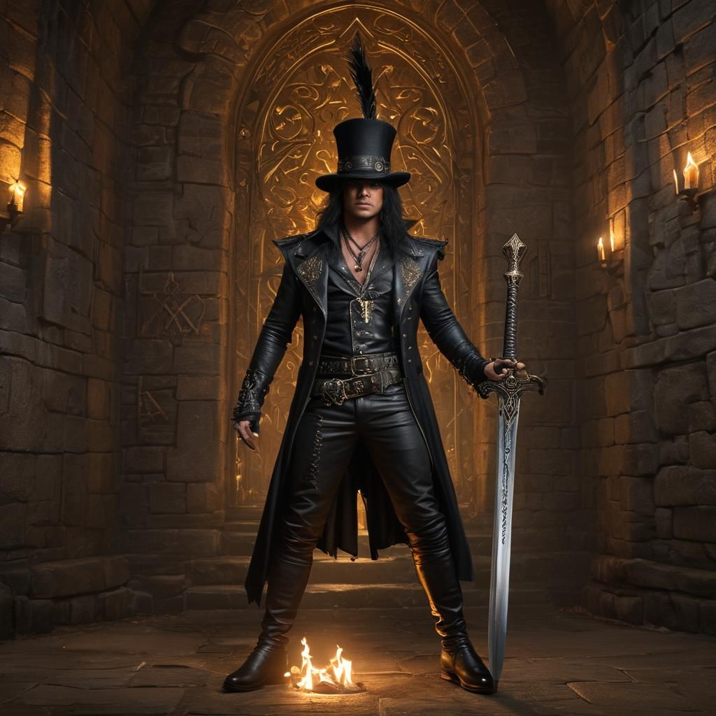 Axl Rose-Inspired Bard in Mystical Dungeon, Unreal Engine 5