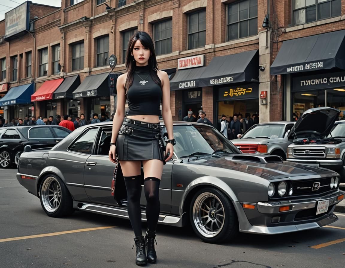 Tifa Lockhart and Tuned BMW: Digital Art