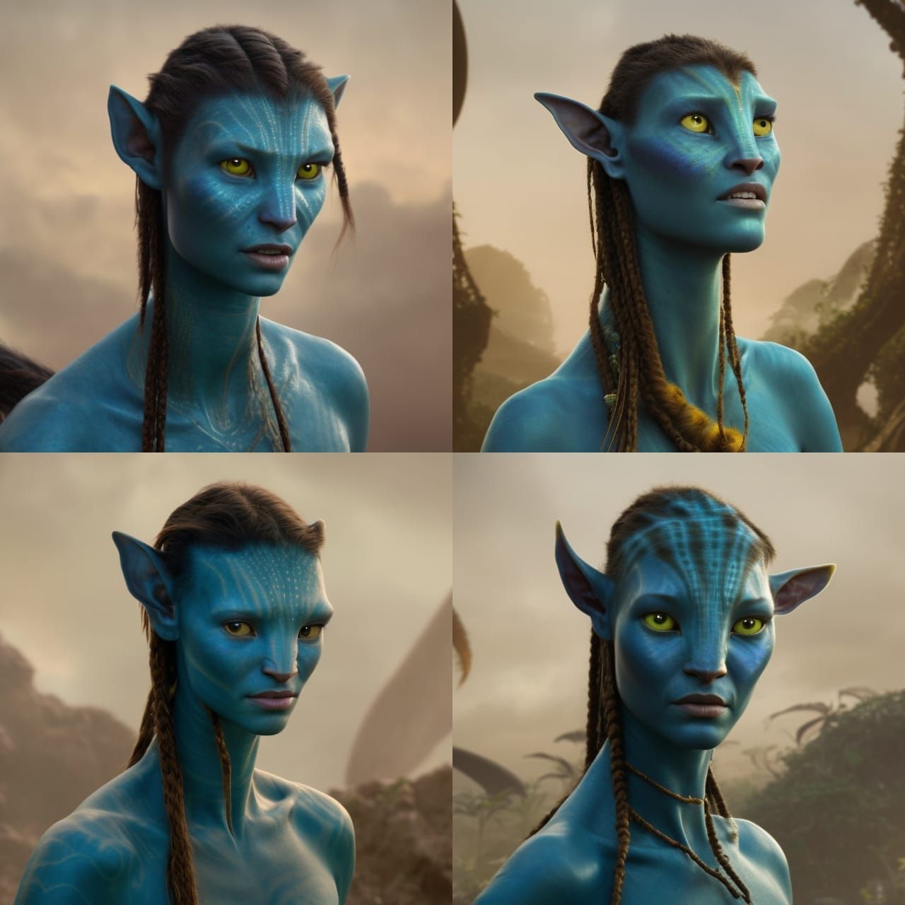 Na'vi Female Portrait in Avatar Style