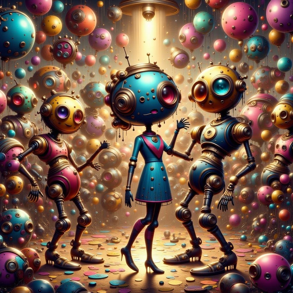 Steampunk Party with Adorable Robots and Humans