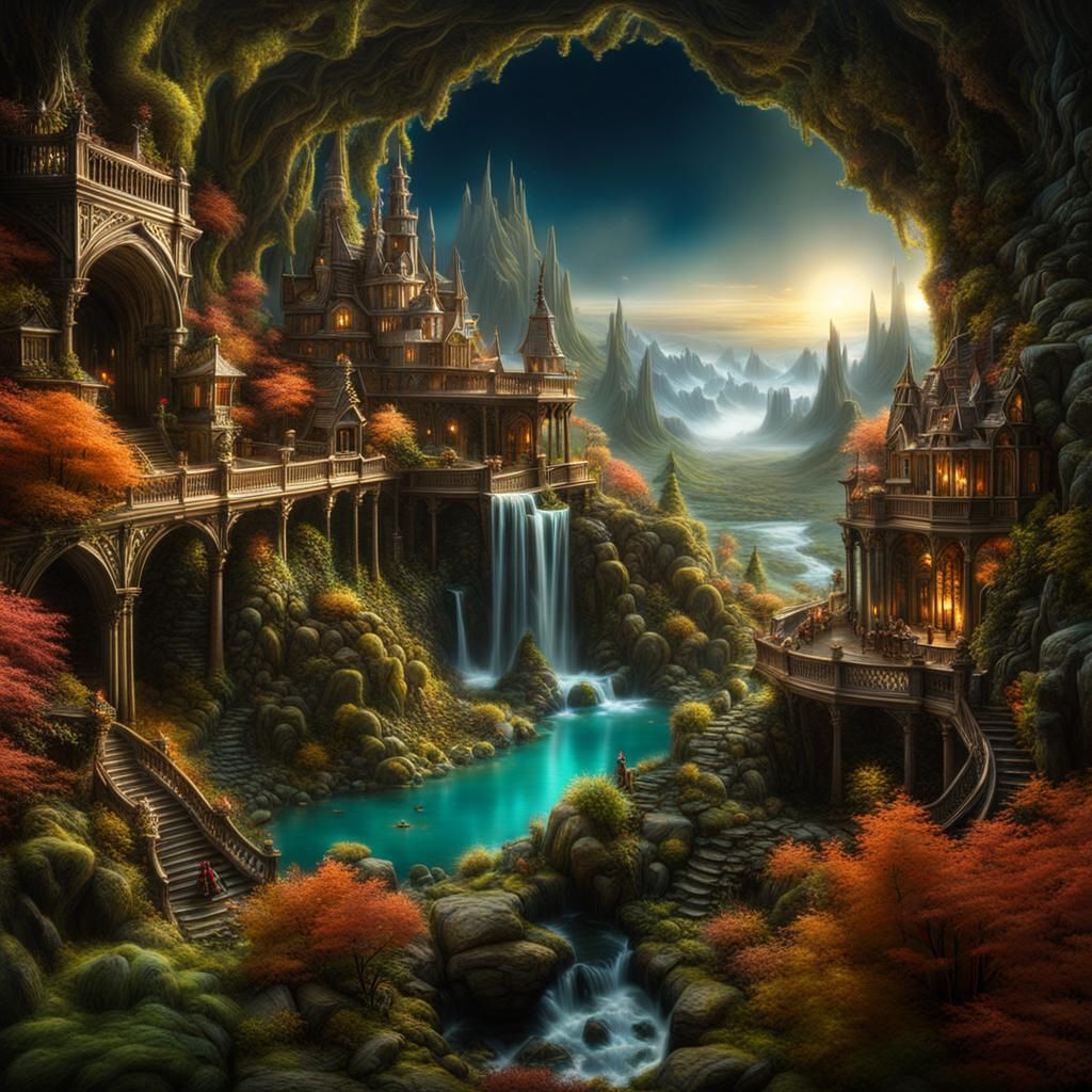 Detailed Miniature Living Fantasy Landscape