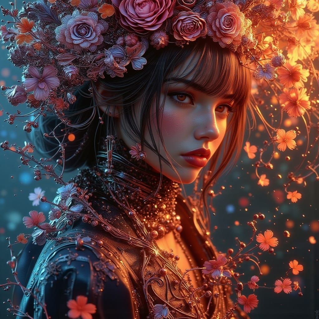 Light in Darkness: Hyperrealistic Splash Art Portrait