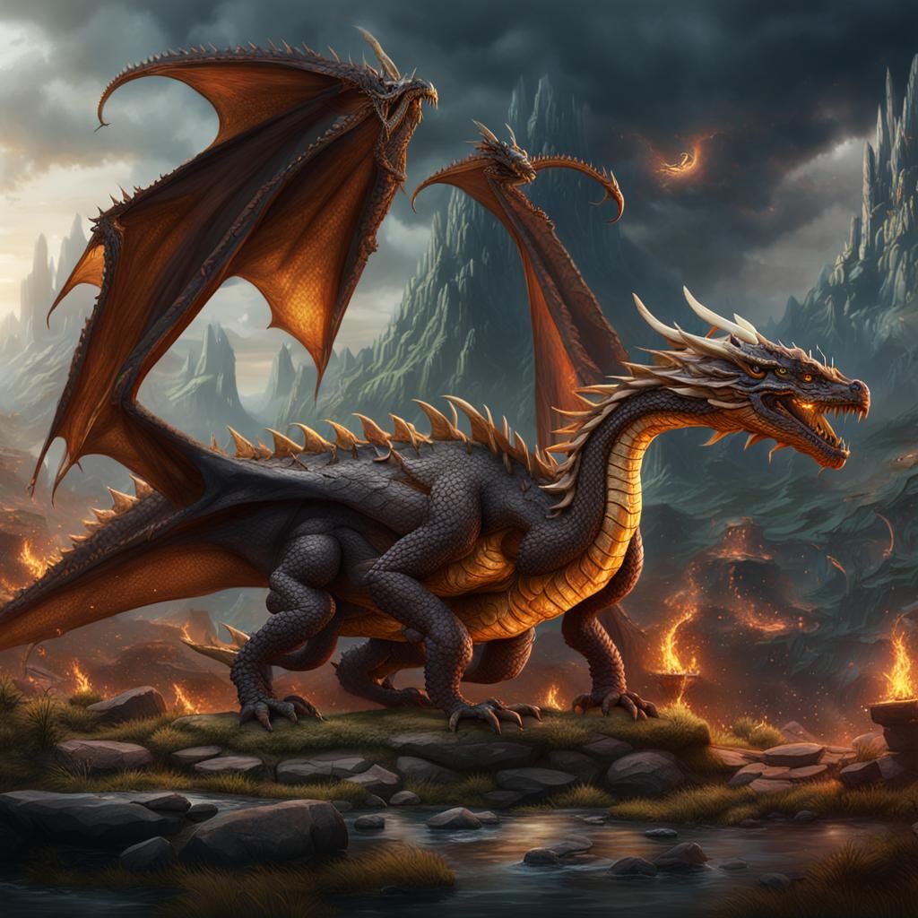 Biblically Accurate Dragons in Detailed Matte Painting