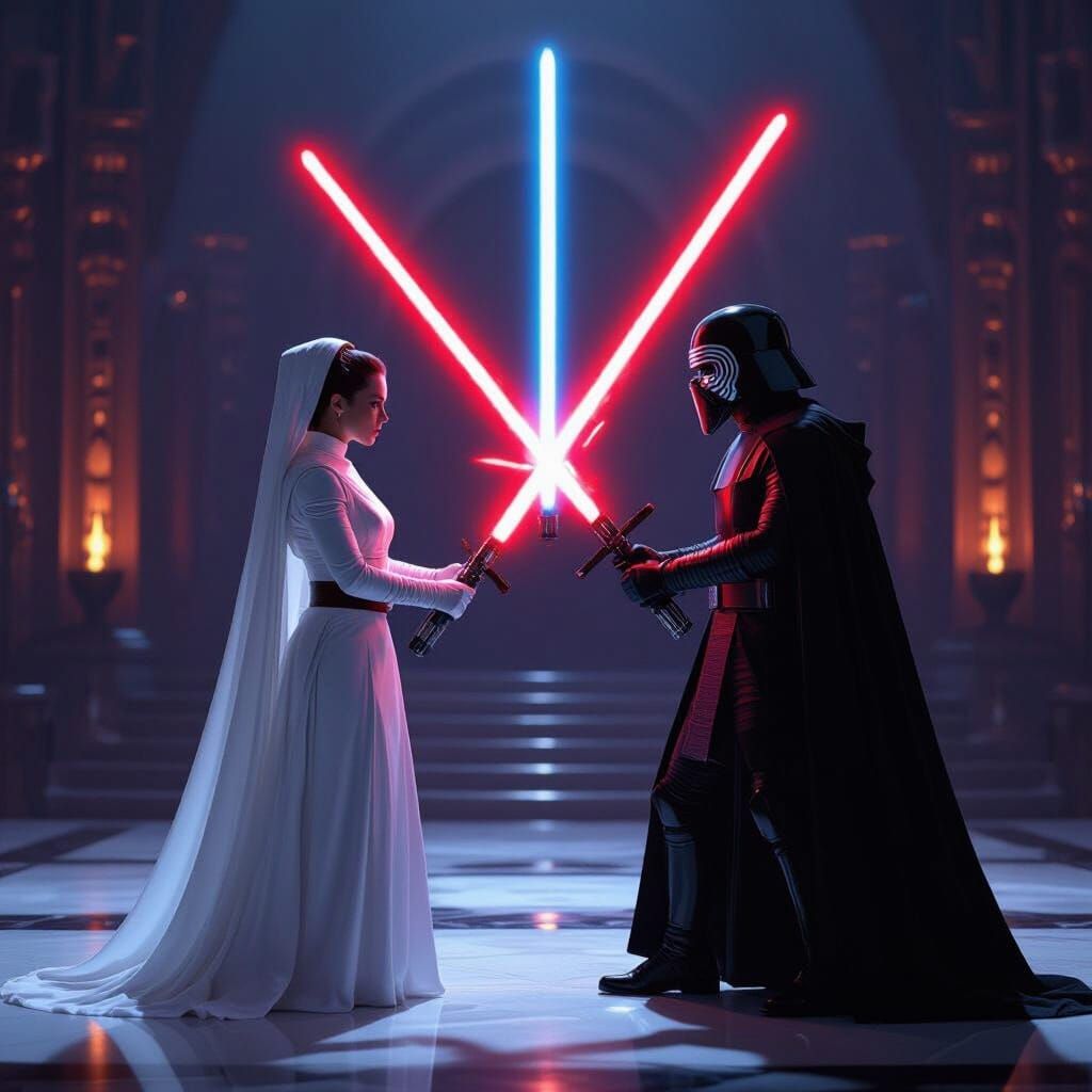 Padmé vs Kylo Ren in Naboo Throne Room Duel