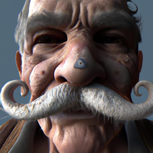 Handlebar Mustache Portrait in Dark Fantasy Style