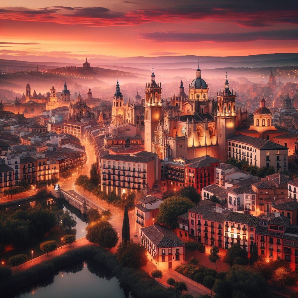 Spanish Cityscape at Sunset: A Picturesque Vista