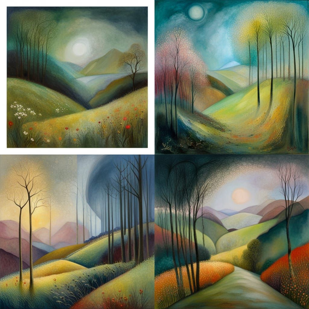 Expressive Landscape Painting with Surreal Elements