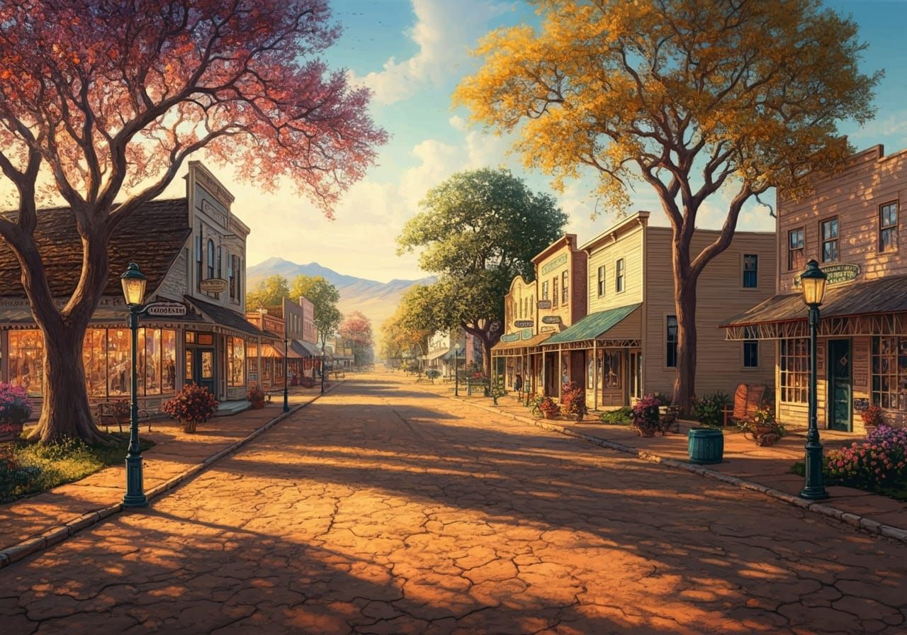 Idyllic Desert Oasis in a Golden Light