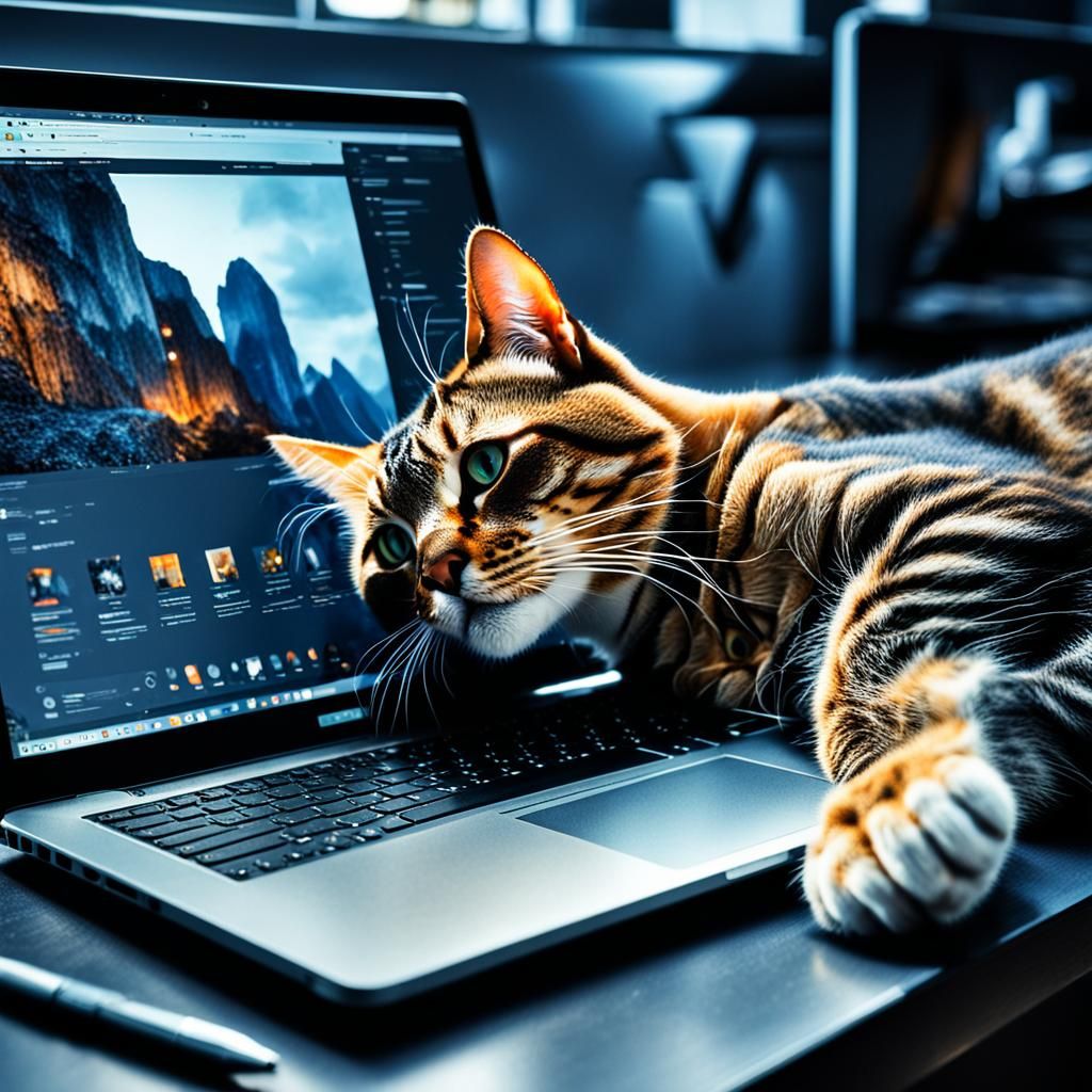 cat lying on their human's laptop during the workday
