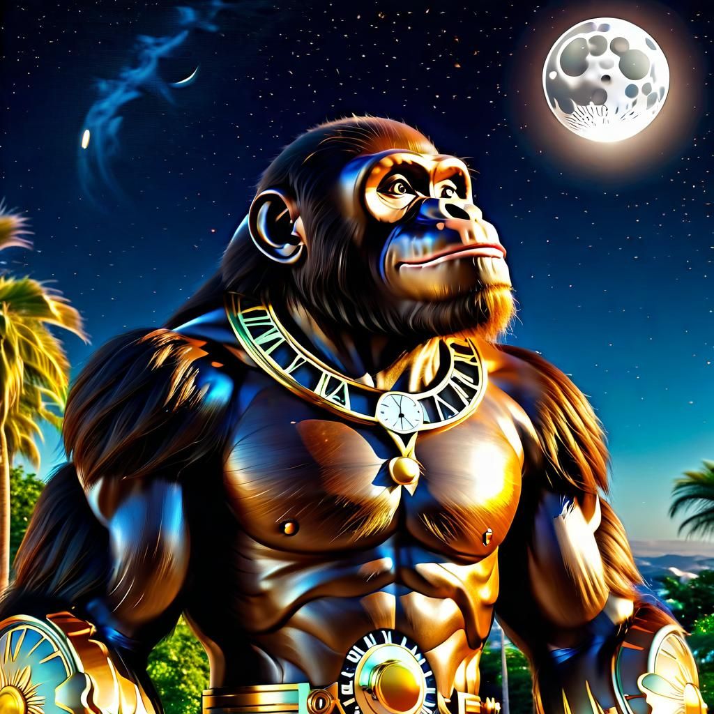 Ape Gazing at Moon Clock in Unreal Engine 5