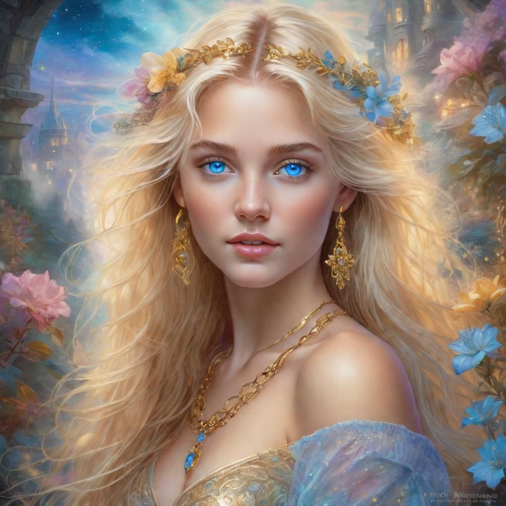 Ethereal Portrait of Woman with Gold Jewelry