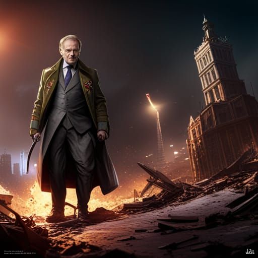 Supervillain Destroys Warsaw: A Digital Art Concept