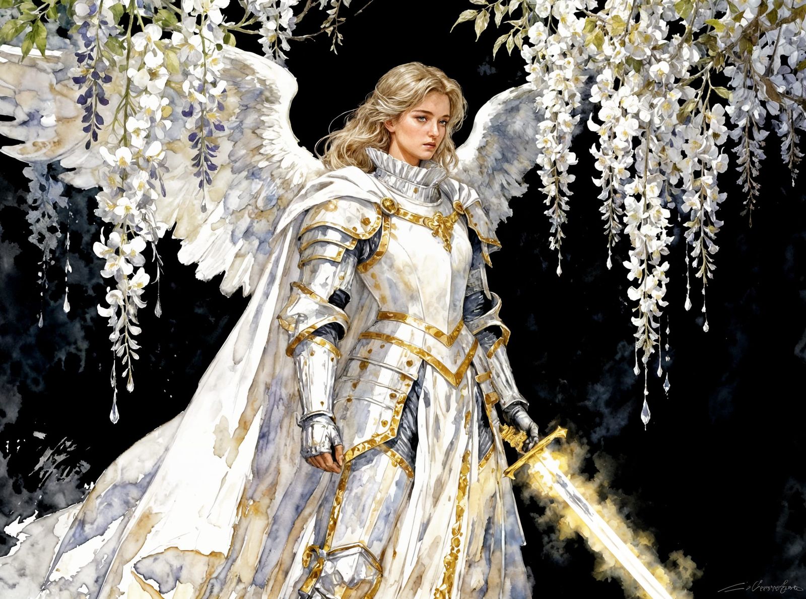 Majestic Angel Warrior in Gothic Armor