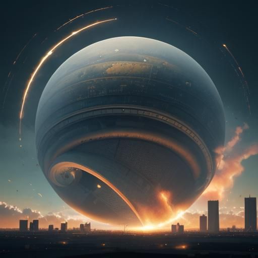 Giant Hot Dog Bursts Near SpaceX in Sci-Fi Illustration