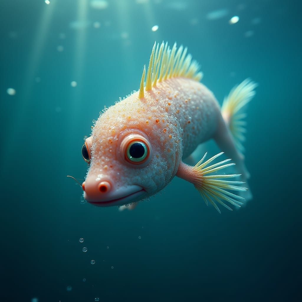 Neon Fish-Dog Hybrid in a Cinematic Ocean