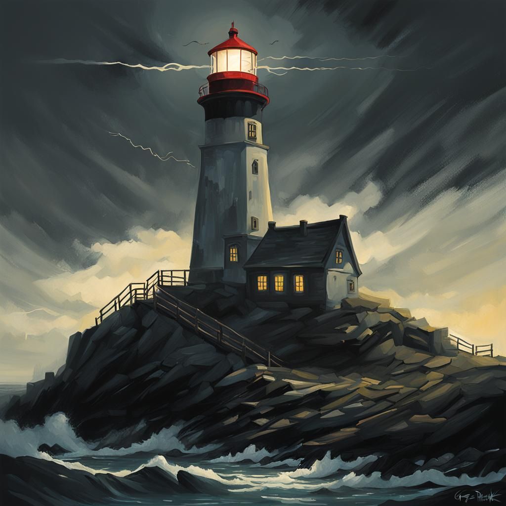 Sinister Lighthouse, Detailed Digital Painting