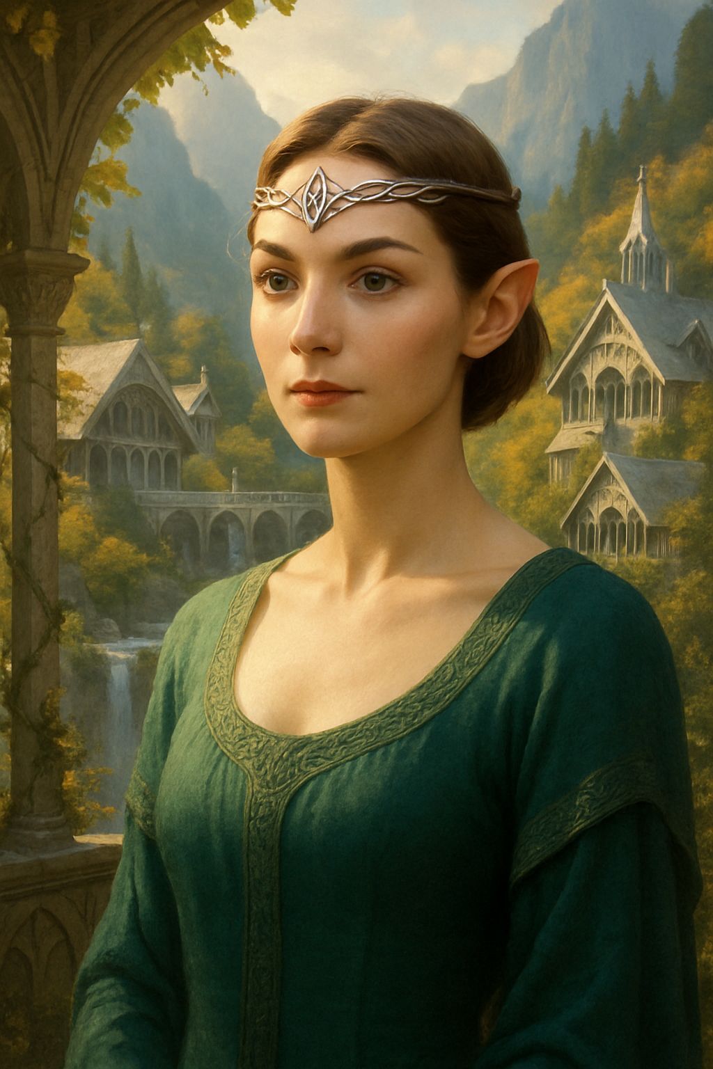 Beautiful Elf with Short Ears and Circlet in Rivendell