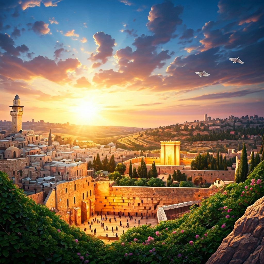 Jerusalem Sunrise: Hyper-Realistic Scene with Golden Light