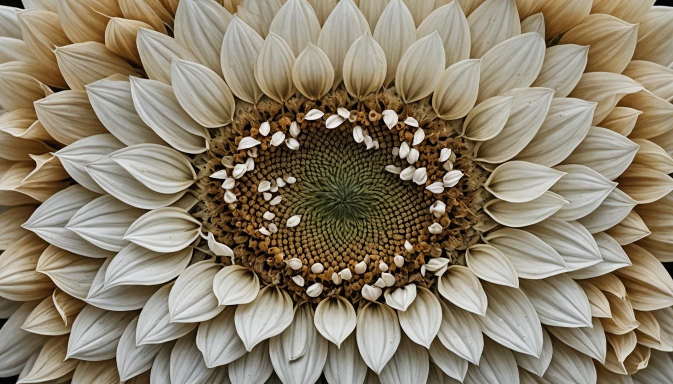 Epic White Sunflower with Rose Petal Outlines